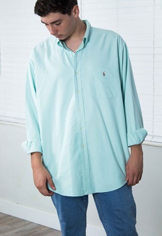 VINTAGE POLO RALPH LAUREN SHIRT LOGO 90S XL 13.6