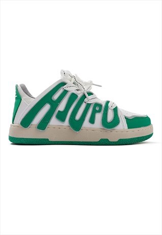 RETRO CLASSIC WIDE LACES SNEAKERS LETTERS TRAINERS IN GREEN