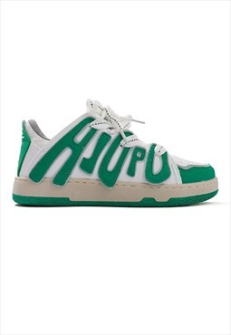 Retro classic wide laces sneakers letters trainers in green