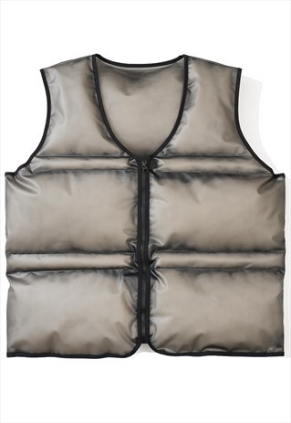 TRANSPARENT VEST JACKET SEE-THROUGH BOMBER SLEEVELESS PUFFER