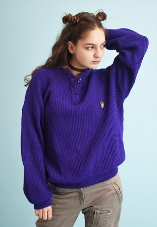 90'S RETRO HERITAGE RIBBED OVERSIZED SLOUCHY KNIT JUMPER