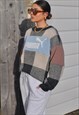 Y2K VINTAGE REWORKED PUMA PATCHWORK CHECK KNITTED JUMPER