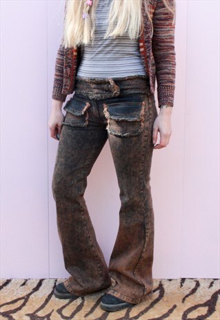 VINTAGE ACID WASH Y2K FLARED JEANS