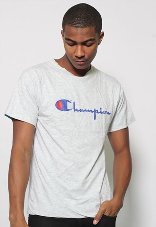 VINTAGE CHAMPION LOGO REVERSIBLE T-SHIRT GREY
