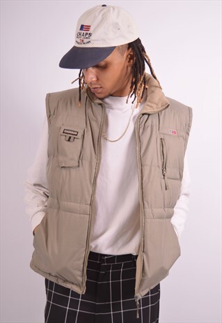 VINTAGE NAPAPIJRI REVERSIBLE PADDED GILET KHAKI
