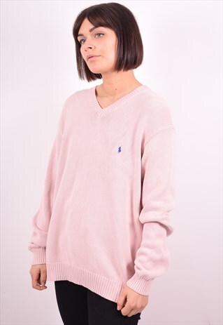 POLO RALPH LAUREN WOMENS VINTAGE JUMPER SWEATER LARGE PINK 9