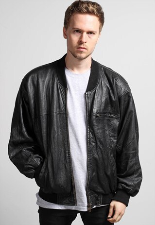 VINTAGE LEATHER BOMBER JACKET