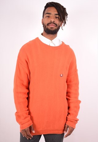 CHAPS RALPH LAUREN MENS VINTAGE JUMPER SWEATER LARGE ORANGE