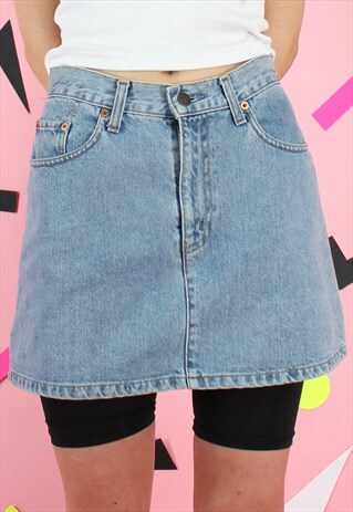 VINTAGE 90S LEVIS DENIM SKIRT BLUE MINI Y2K