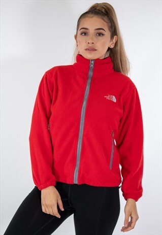 VINTAGE THE NORTH FACE FLUFFY FLEECE SWEATER IN RED XS