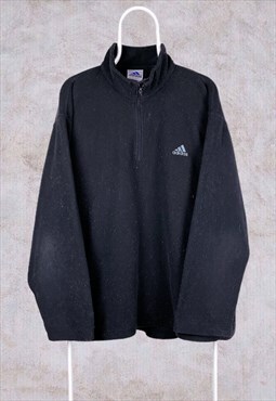 Vintage Adidas 1/4 Zip Fleece Sweatshirt Black XL