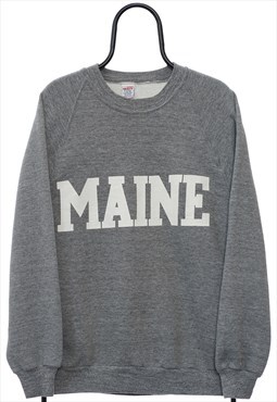 Vintage 80s Russel Athletic Maine Grey Sweatshirt Mens