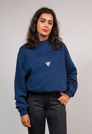 VINTAGE 90'S GUESS NAVY BLUE SWEATSHIRT JUMPER
