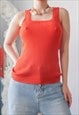 vintage y2k retro indie orange knit tank top