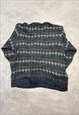 VINTAGE KNITTED JUMPER ABSTRACT PATTERNED KNIT SWEATER