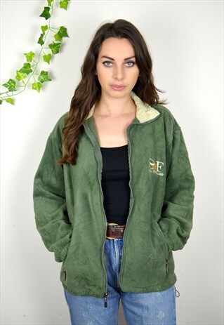 90S VINTAGE SAN FRANCISCO OLIVE GREEN FULL ZIP FLEECE JACKET