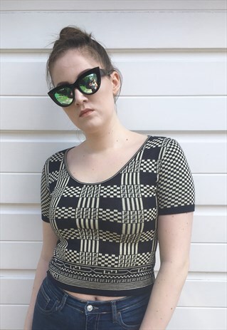 WOMENS VINTAGE 80S 90S FENDI TOP CROP TOP ZUCCA PRINT SHIRT