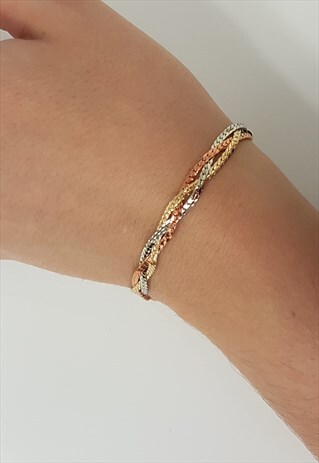 1990S ROSE GOLD, GOLD AND SILVER PLATED BRACELET