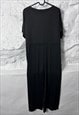 BLACK MINIMAL DRAWSTRING WAIST JUMPSUIT - S - M