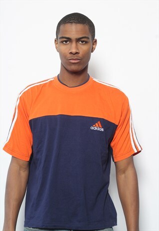 Vintage Adidas Logo T-Shirt Orange and Navy Blue | Archive.Store | ASOS ...