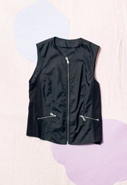 Vintage Vest 90s Rave Waistcoat in Black