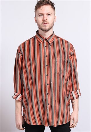 VINTAGE CORDUROY CORD STRIPED SHIRT