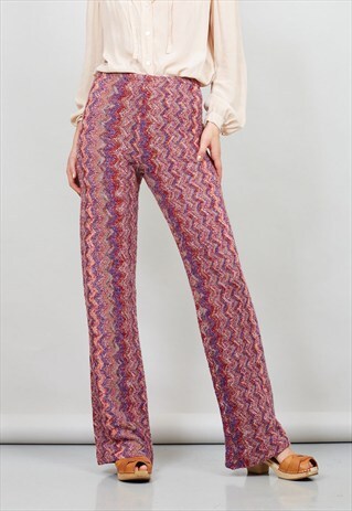 VINTAGE HIGH WAISTED DESIGNER KNIT FLARED TROUSERS