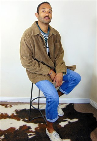 90S WORKWEAR CLASSIC BROWN CORDUROY LINED CHORE JACKET
