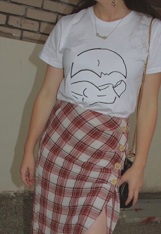 NUDE ETHICS MOON GIRL ORGANIC EMBROIDERED GRAPHIC WHITE TEE