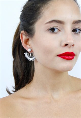 SILVER DIAMANTE STATEMENT STUD EARRING