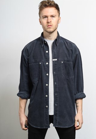 VINTAGE CORDUROY CORD SHIRT BLUE