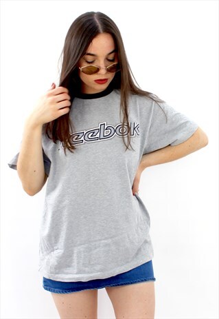 90'S RETRO GREY OVERSIZED SPELL-OUT T-SHIRT