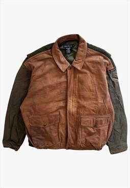 Vintage 90s Men's Nautica Brown Leather Jacket