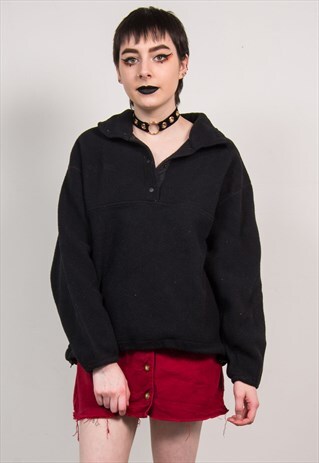 VINTAGE 90'S BLACK FLEECE OVERSIZED JUMPER