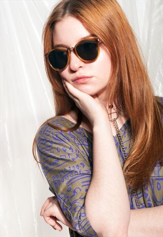 VINTAGE SUNGLASSES 90S BROWN ROUND SHADES