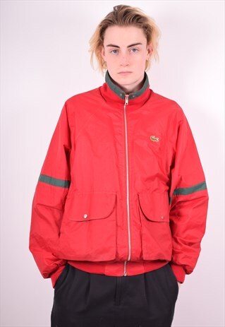LACOSTE MENS VINTAGE BOMBER JACKET LARGE RED 90'S