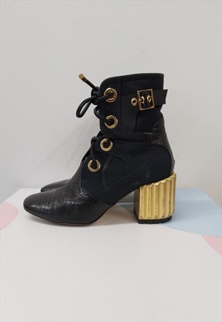 00s Dior Glorious Leather Ankle Boots Black