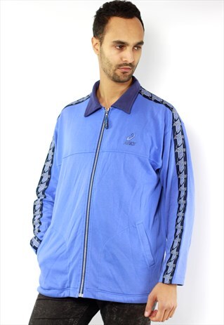 BLUE ASICS TAPE JACKET VINTAGE SWEATER TAPE