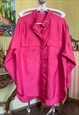 PINK SILKY BLOUSE WITH HIGH NECK, FUCHSIA BLOUSE 