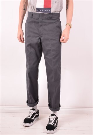DICKIES MENS VINTAGE TROUSERS W31 L31 GREY 90S