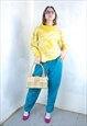 Vintage 90's Yellow Abstract Baggy Festival Knitted Jumper