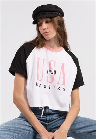 WHITE AND BLACK USA T-SHIRT