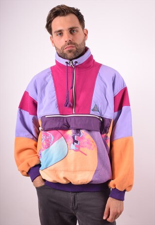 MENS VINTAGE PULLOVER JACKET XL MULTI 90S