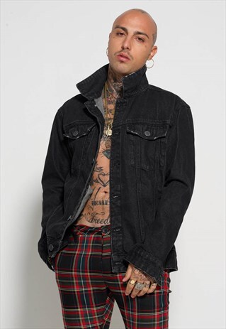VINTAGE DISTRESSED GOTHIC BLACK DENIM JACKET