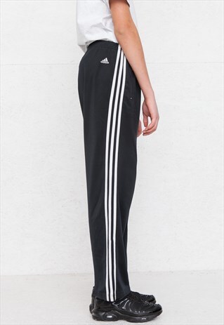 VINTAGE RETRO BLACK ADIDAS TRACK BOTTOMS JOGGERS