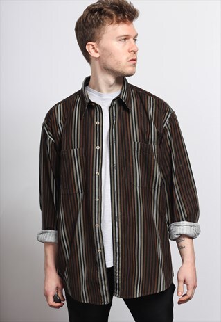 VINTAGE CORDUROY CORD STRIPED SHIRT