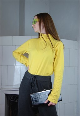 Vintage y2k turtleneck light baggy jumper in neon yellow