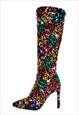 Sequins Pointed Toe Stiletto Knee Boots