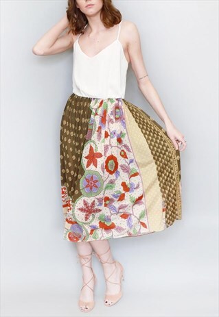 VINTAGE 1970'S ANNA CLUB FLORAL PRINT MIDI SLIP DRESS