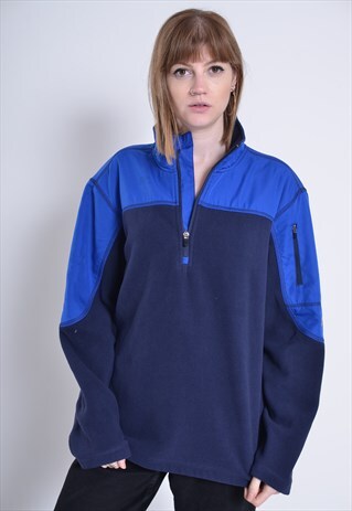 VINTAGE STARTER 1/4 ZIP FLEECE SWEATSHIRT BLUE